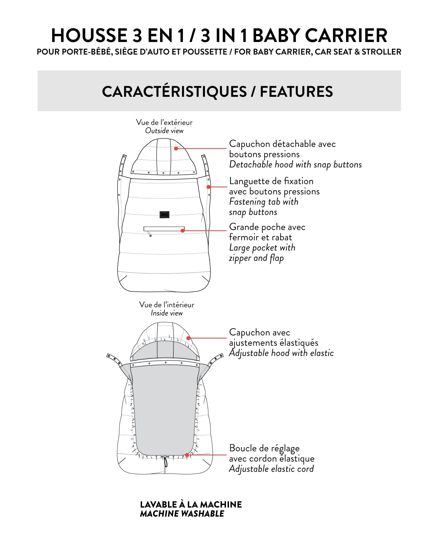 3-In-1 Multifunction Cover For Car Seat, Stroller, And Baby Carrier In Chanterelle
