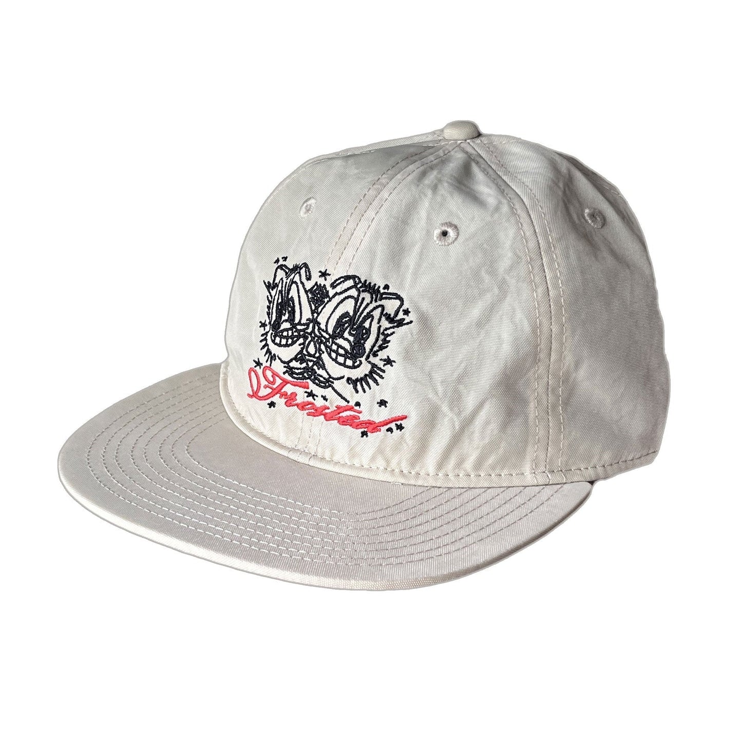 Frosted 'Evil Twins' 6-Panel Clip Buckle Cap - Beige