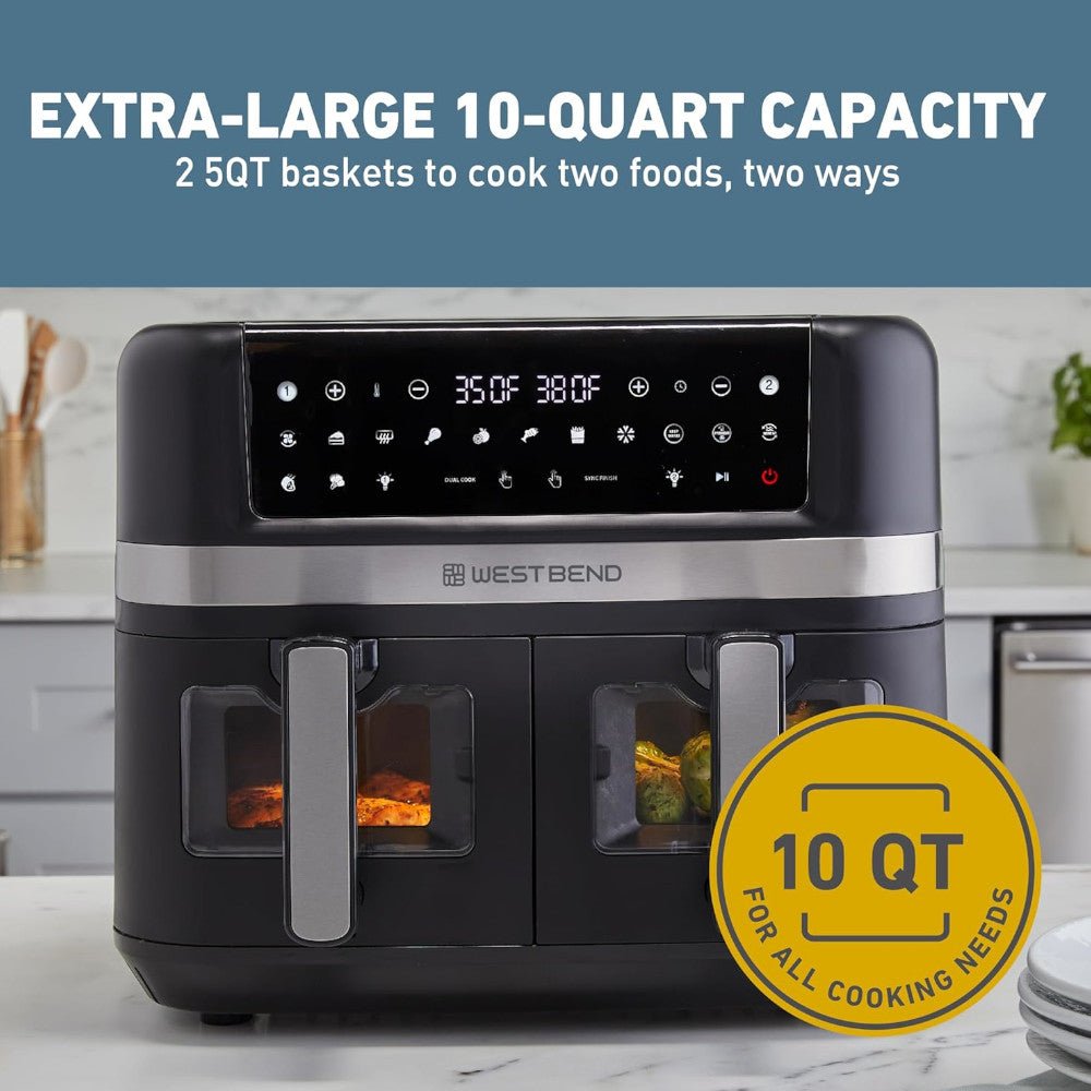 WEST BEND AFWB10BK13 Dual Basket 10QT Digital Air Fryer - Kastor