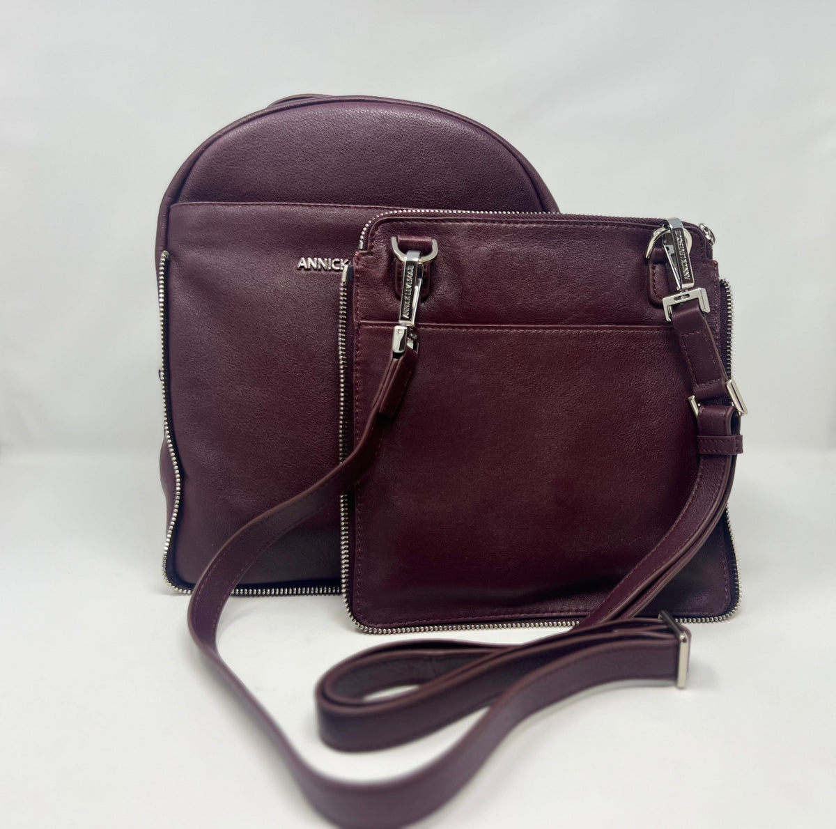 Sac à dos en Cuir Aubergine, Alice