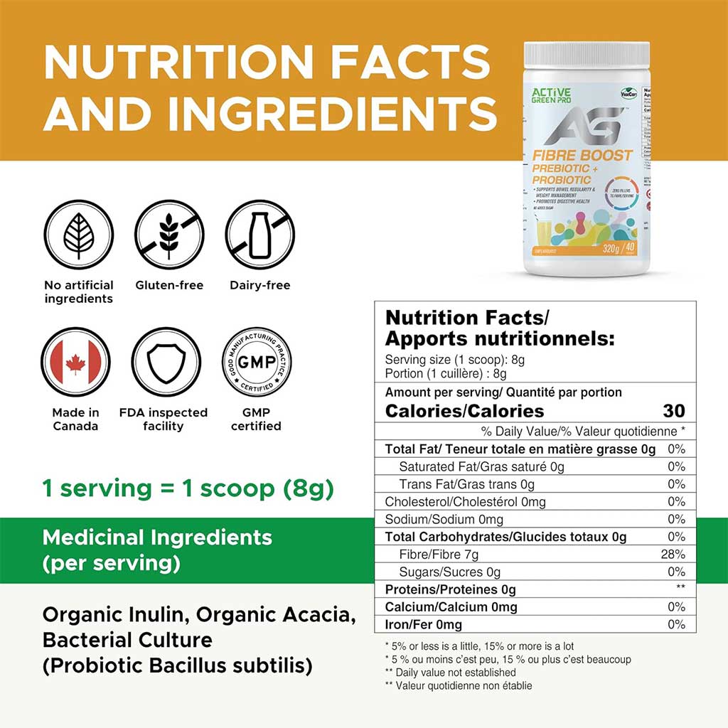 Active Green Pro FIBRE BOOST PREBIOTIC + PROBIOTIC, 40 Servings