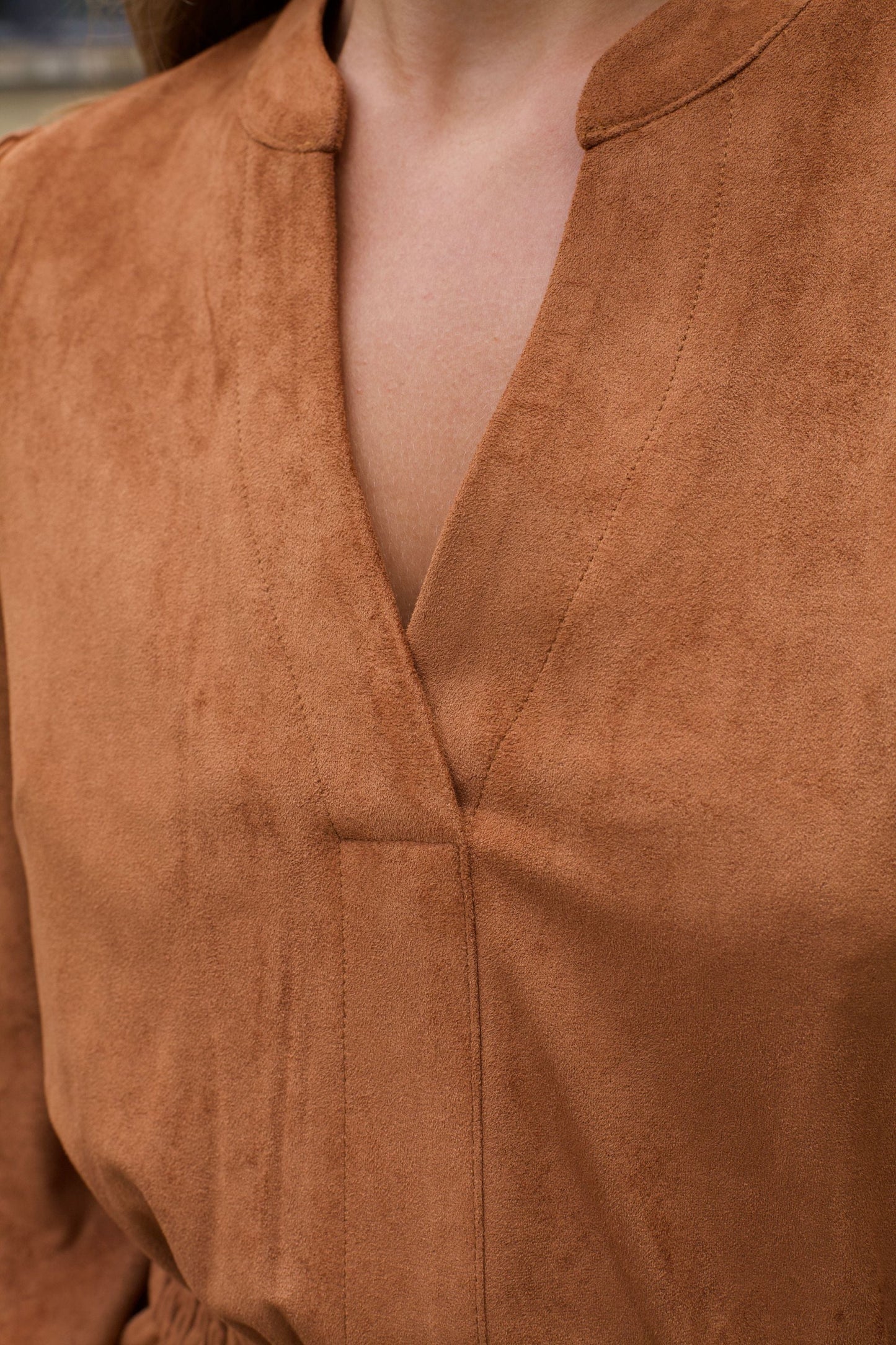 Adrienne Faux Suede Tiered Dress
