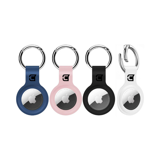 4 Pièces Coque en Silicone pour Apple AirTag avec Porte-Clés