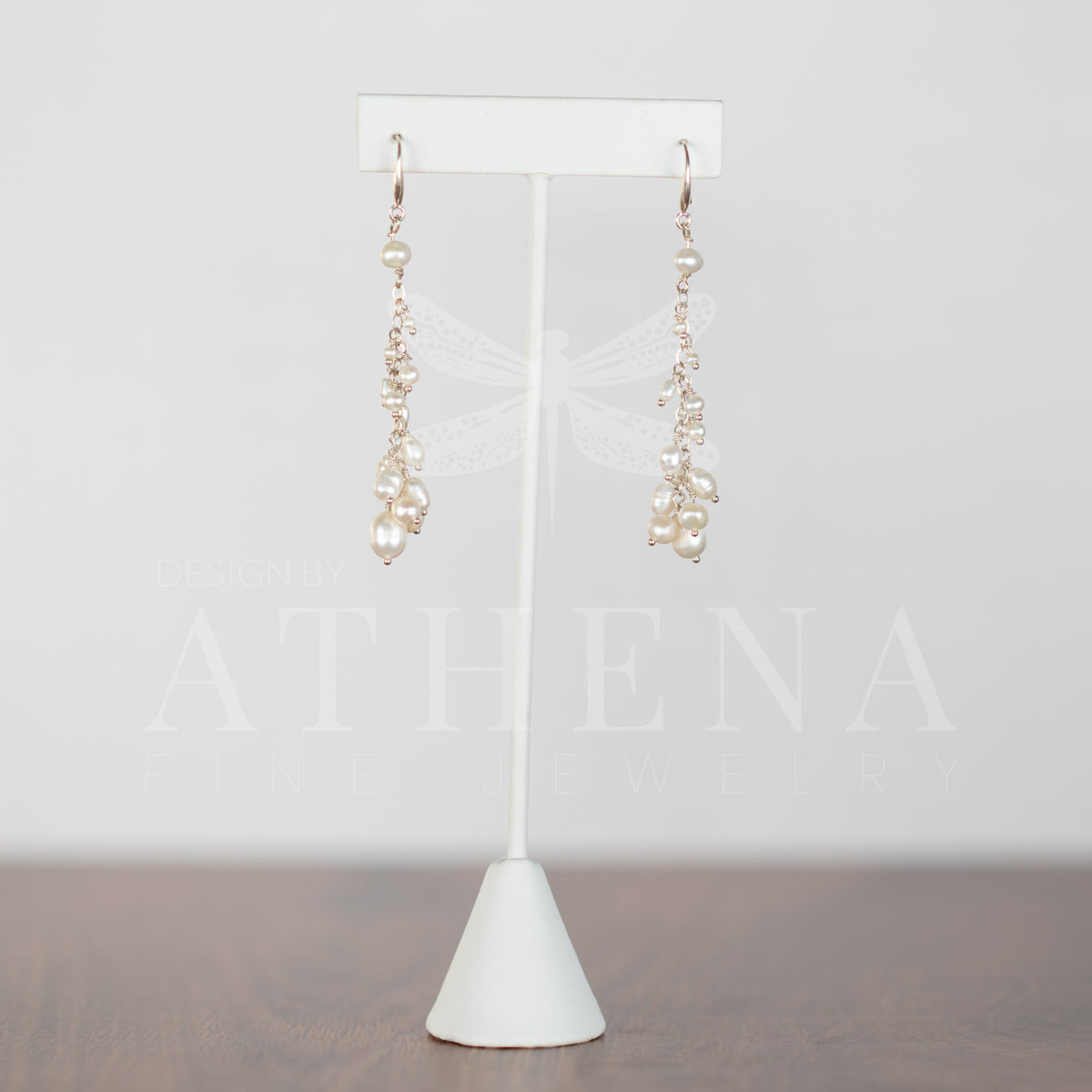 Long Pearl Drop Earrings — Sterling Silver