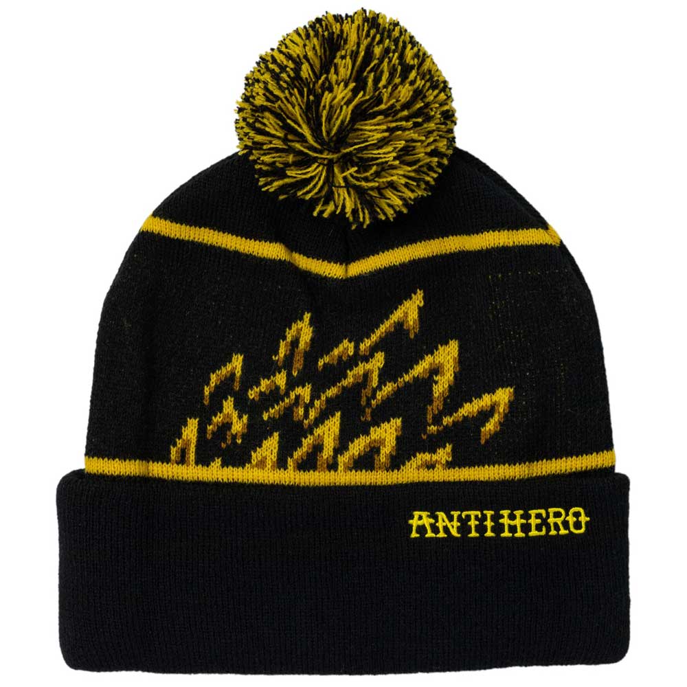 Antihero 'Eagle' Pom Beanie - Black/Yellow