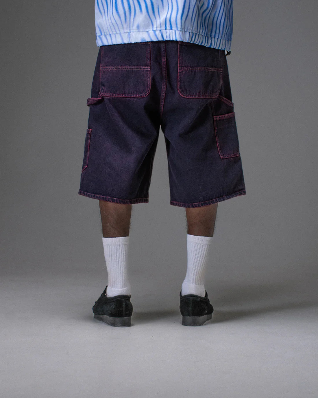 Jacker 'Classic' Denim Baggy Carpenter Shorts - Red