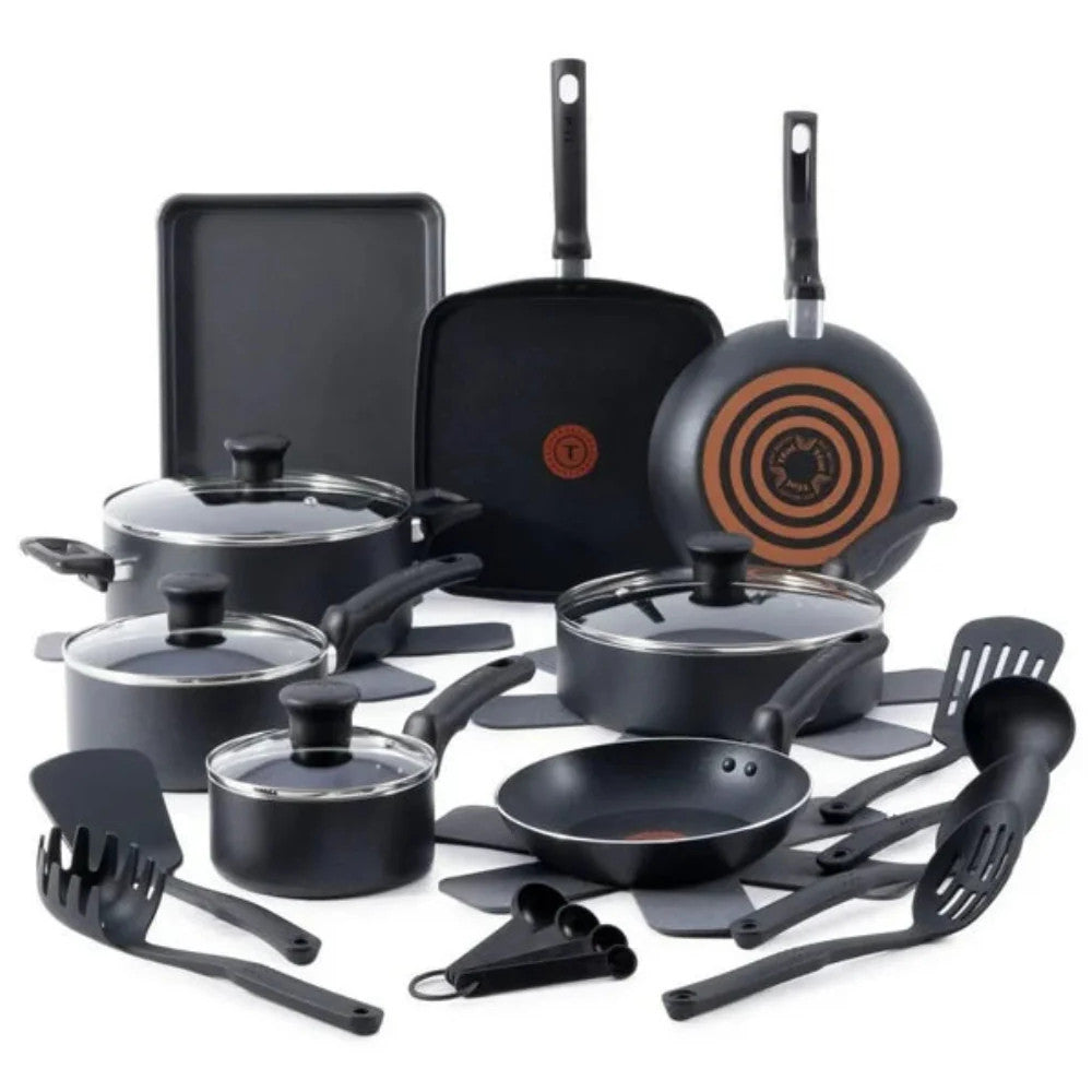 T-FAL B495LSID Kitchen Solutions 22pc Cookware Set - Blemished package with full warranty