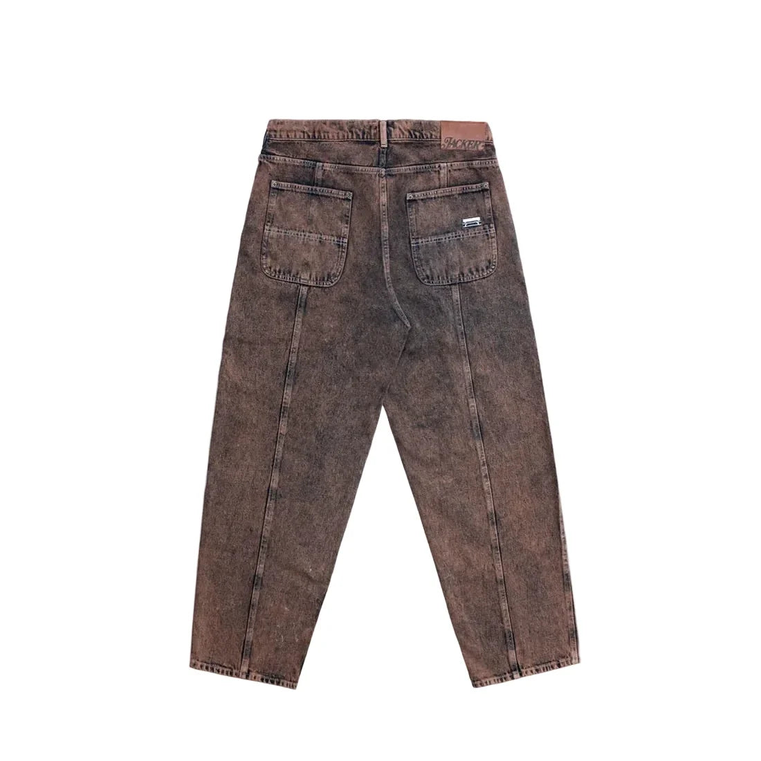Jacker '3 Stripes' Dyed Denim Baggy Pants - Brown