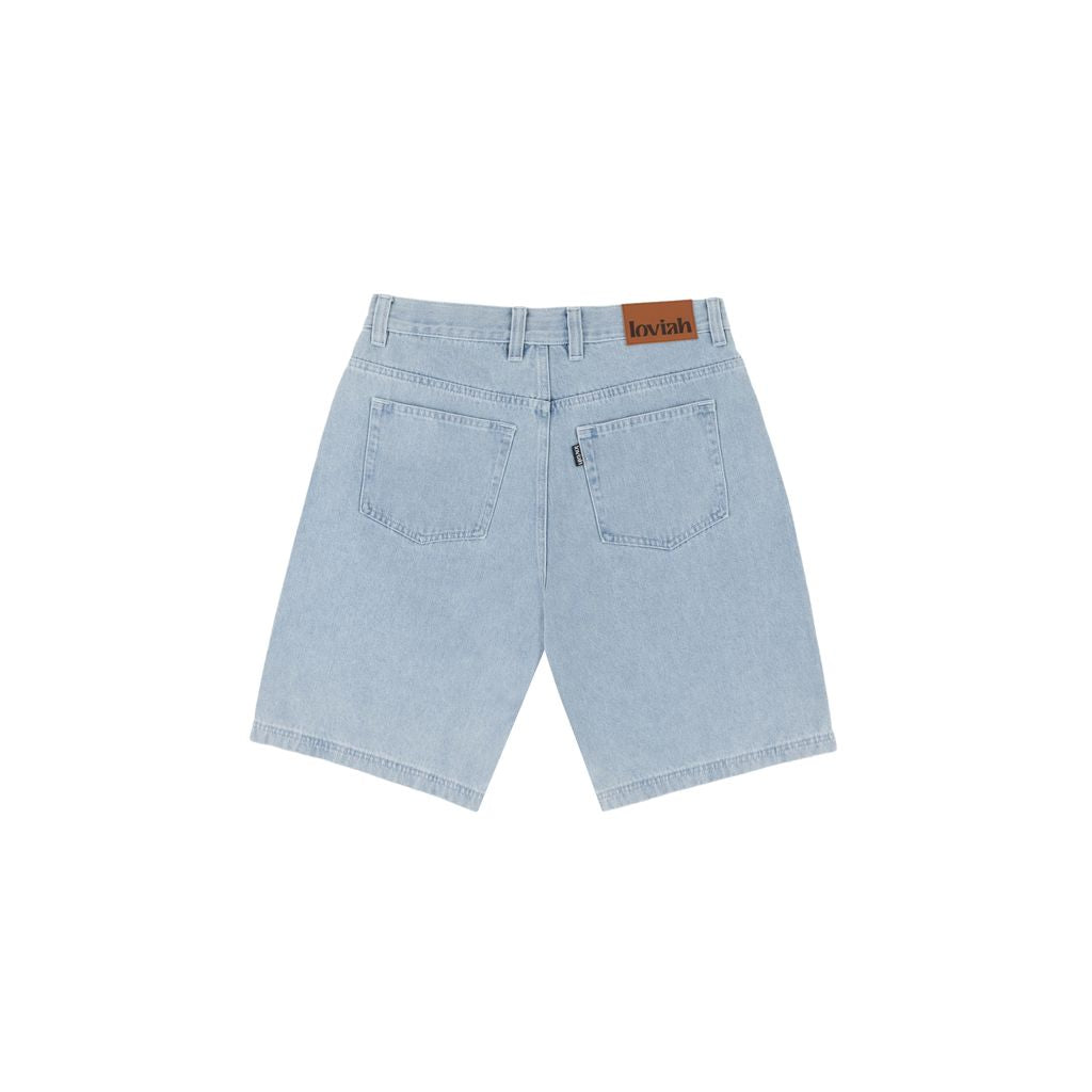 Loviah 'Jhorts' Denim Baggy Shorts - White Blue Wash