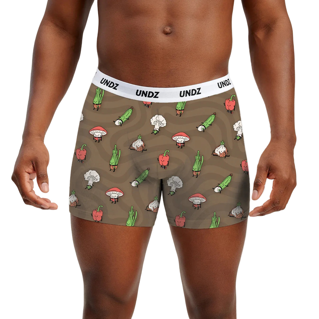 UNDZ 'Eat Your Veggies' Bamboo Boxer - Brown