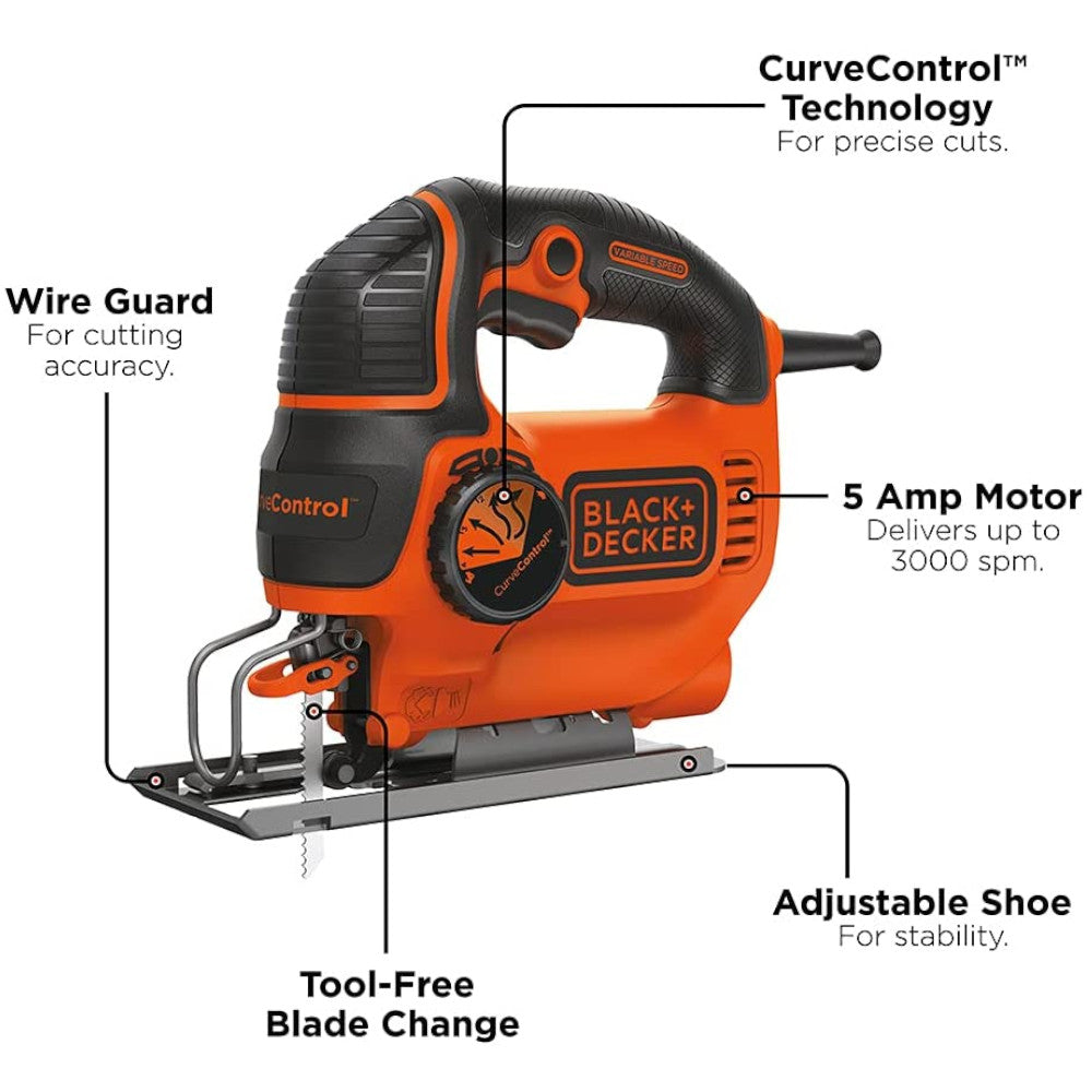 BLACK+DECKER Jig Saw, Smart Select, 5.0-Amp - BDEJS600C