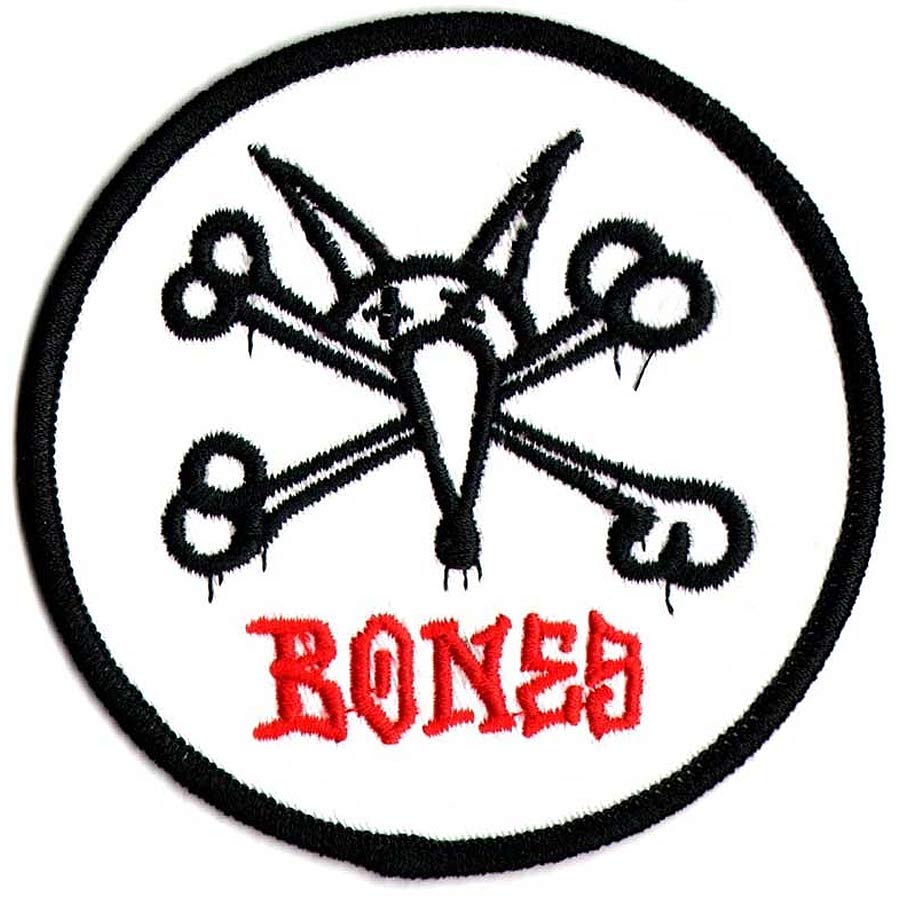 Powell Peralta 'Vato Rat Bones Logo' Embroidered Patch - White