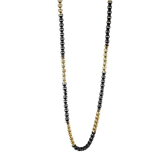 BOL Men's Two Tone Gold & Black Stainless Steel Chain Necklace