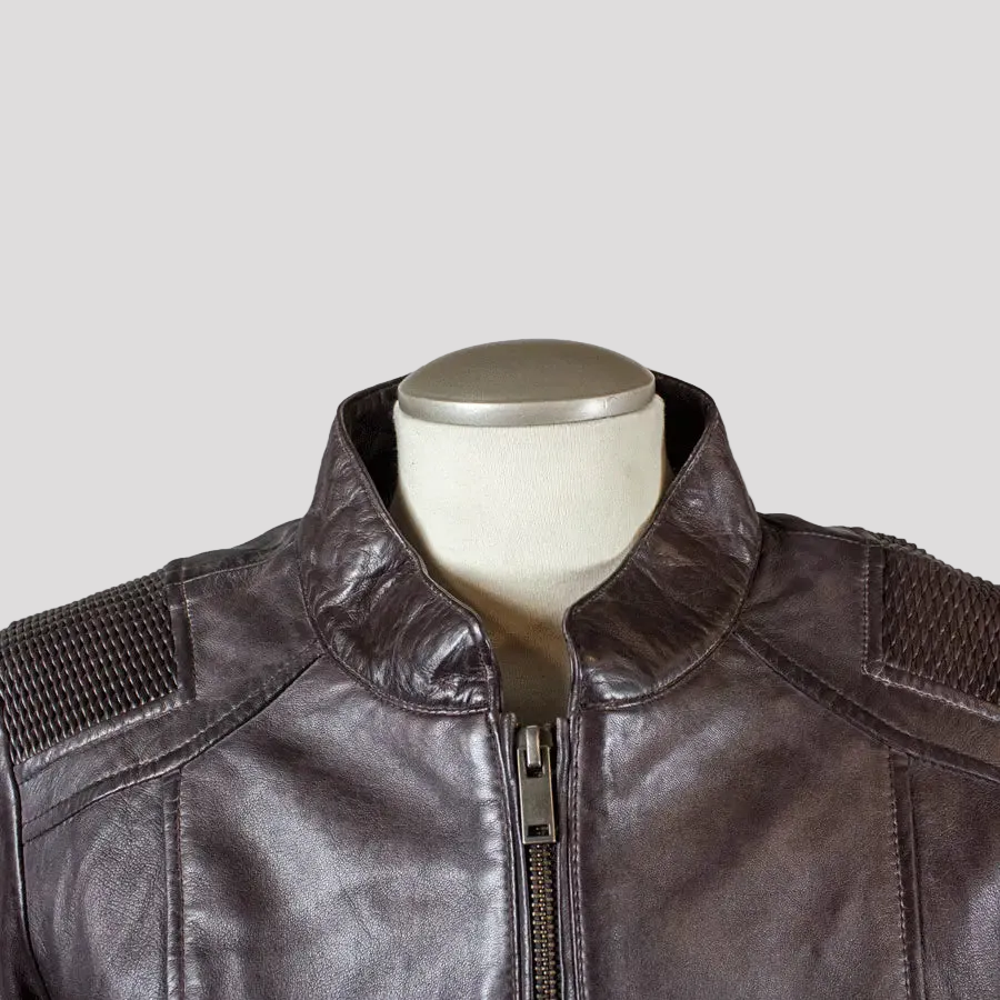 BOL Women's Basket Weave Accent Leather Jacket