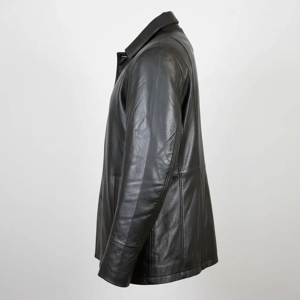 Classic Women's Mid-Length Lamb Leather Jacket