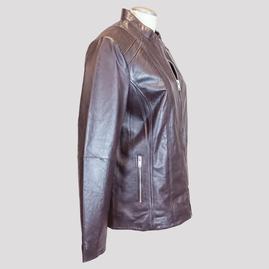 BOL Women's Paulina Ribbed Shoulder Leather Jacket