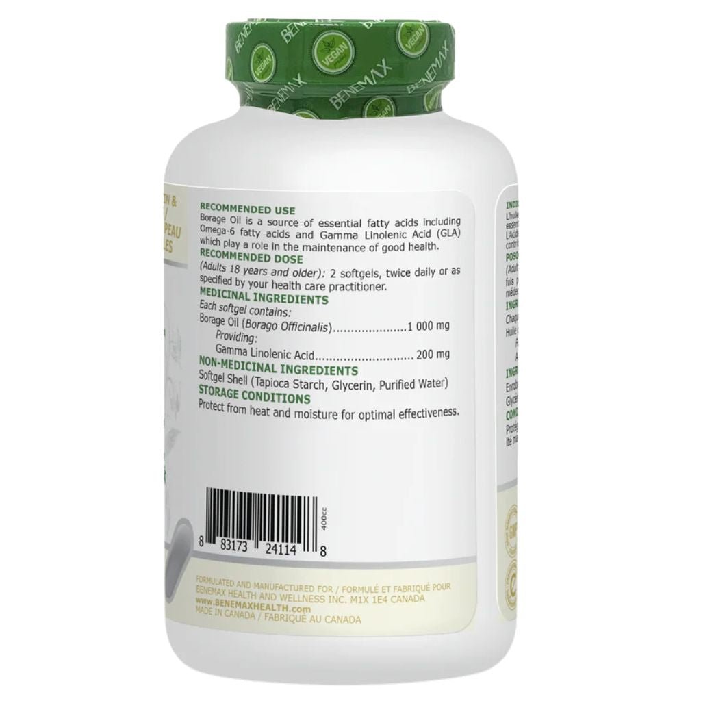 Benemax Health & Wellness PLANT BASED BORAGE OIL, 120 Softgels