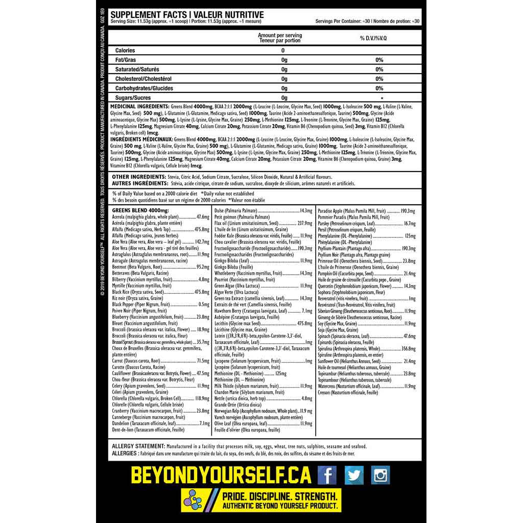 Beyond Yourself GrEAAns (Greens + EAAs), 30 Servings