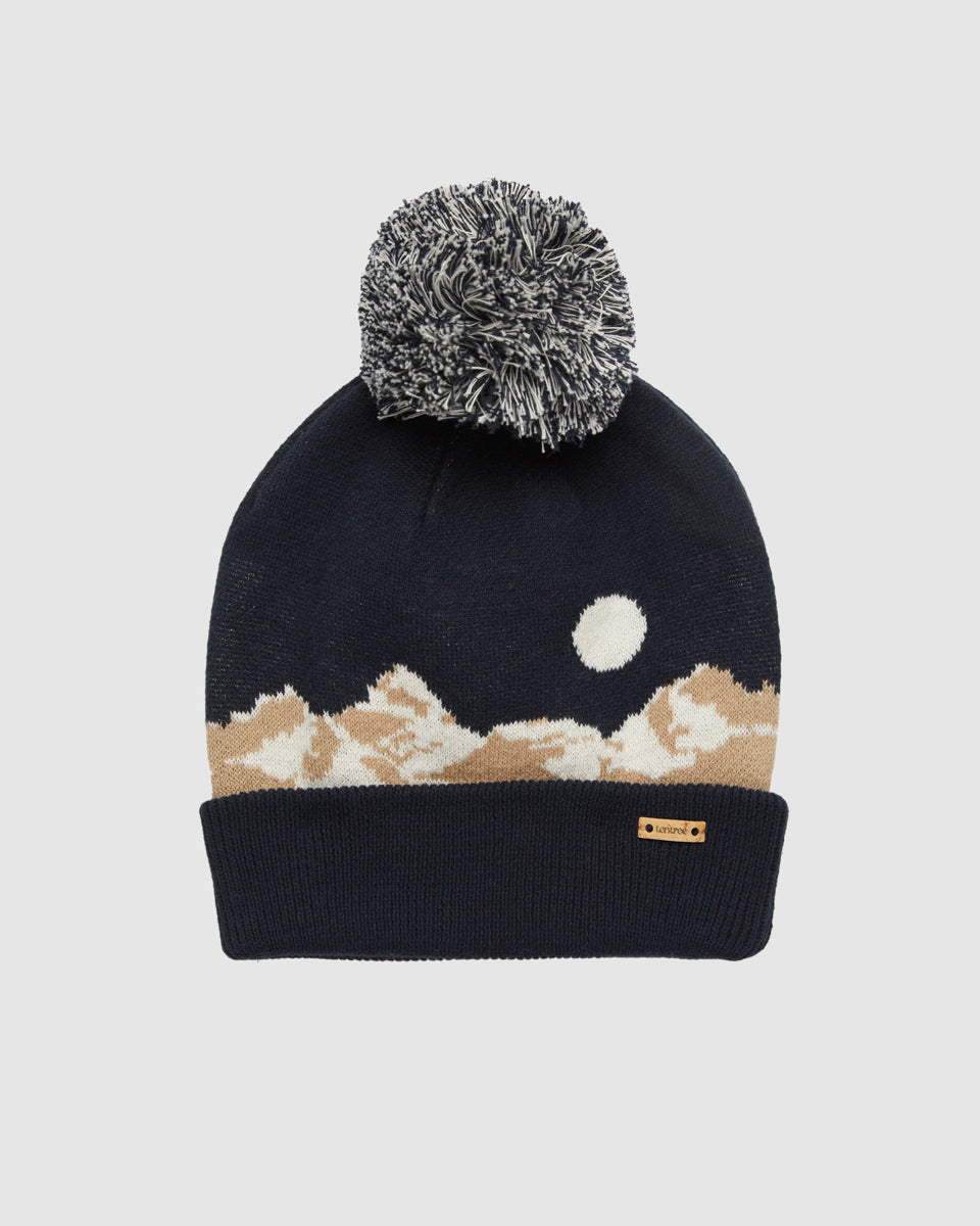 Mountain Scenic Pom Beanie