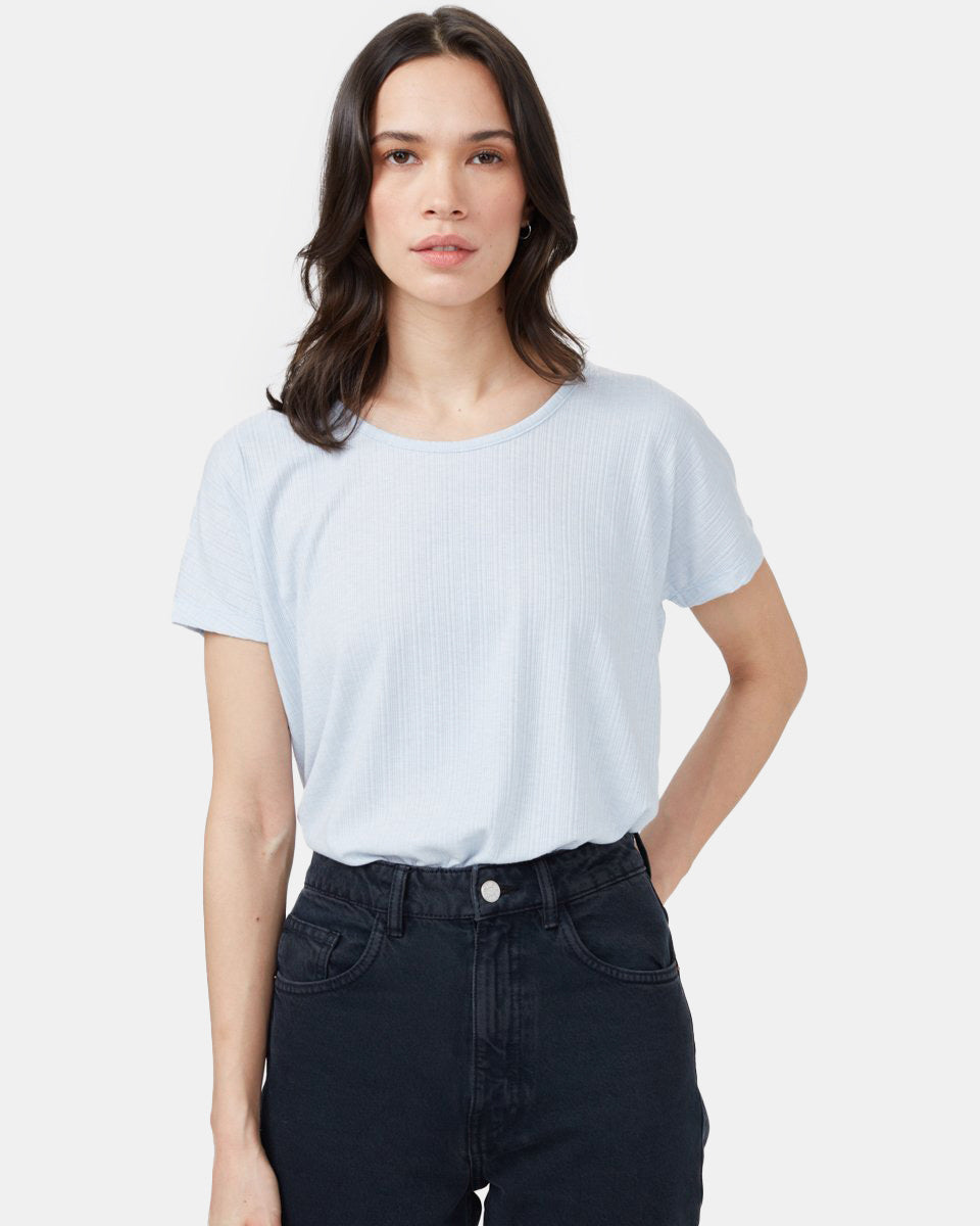 Ribbed Scoop Neck T-Shirt