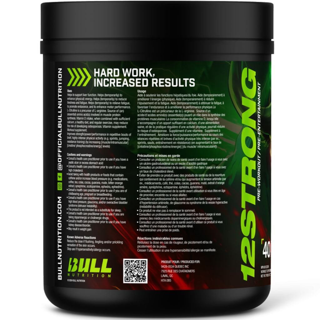 Bull Nutrition 12STRONG PRE-WORKOUT, 40 Servings