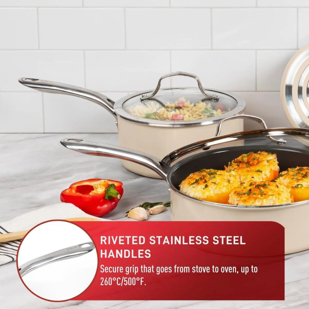 T-FAL C472SA74 Excellence Ceramic 10 Piece Ceramic Non-Stick Cookware - Blemished Package with Full Warranty