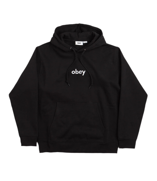 Obey 'Lowercase Embroidered' Hoodie - Black