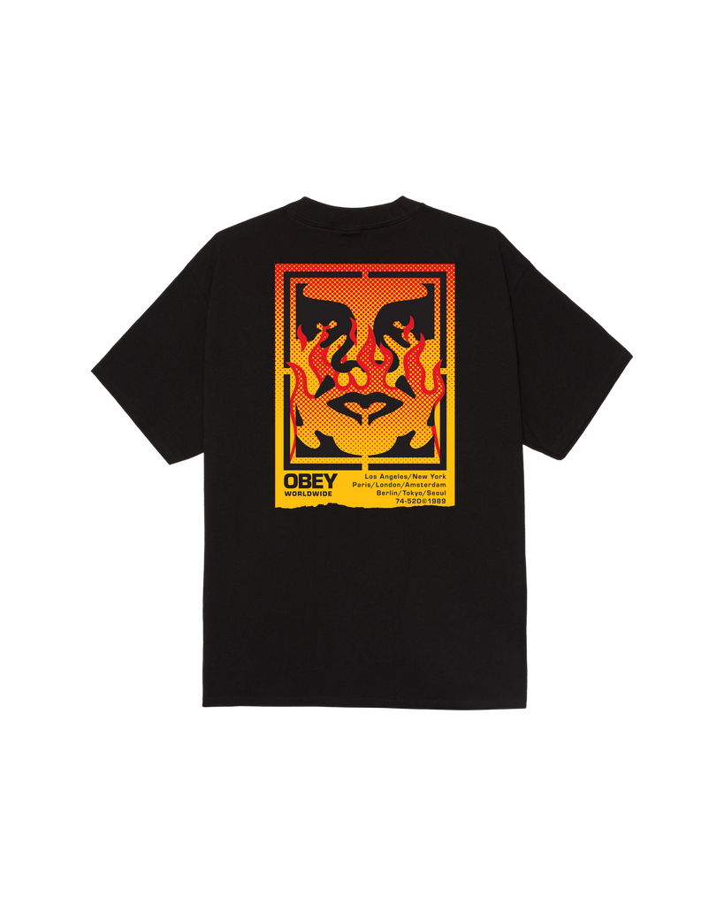 Obey 'Icon Stencil Flame' Tee - Black