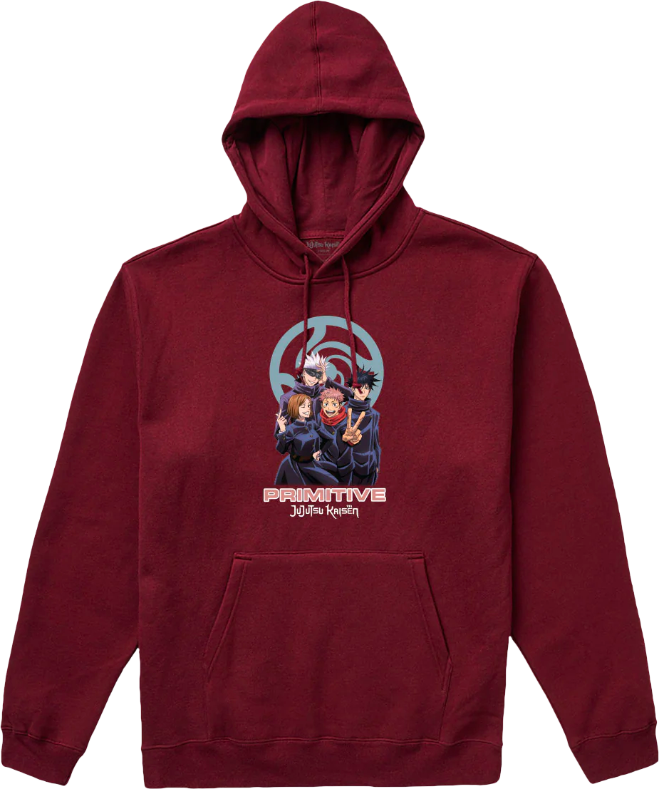 Primitive x Jujutsu Kaisen 'United' Hoodie - Burgundy