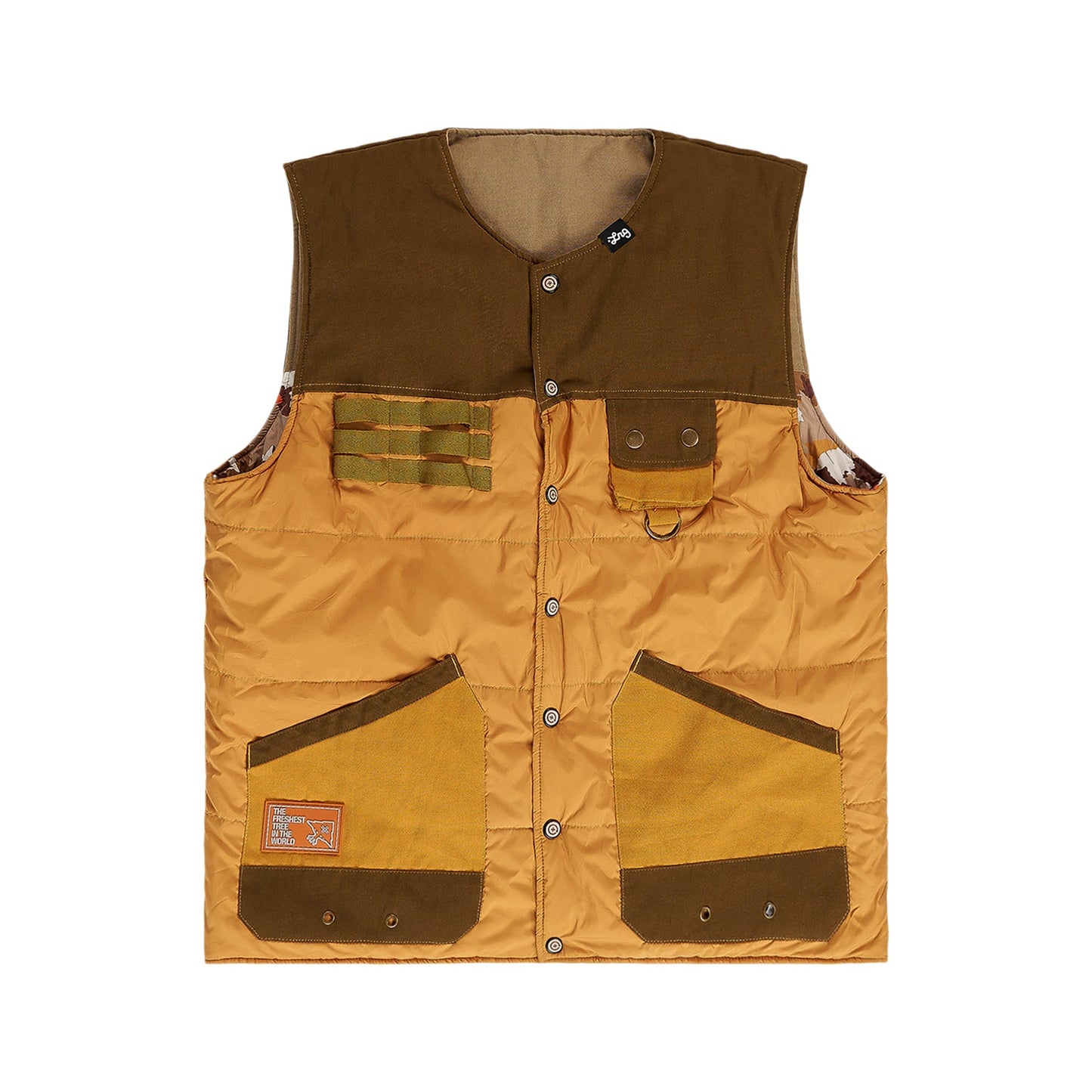 LRG 'The Fresh Outdoors' Reversible Vest - Brown Maple Leaf Camo