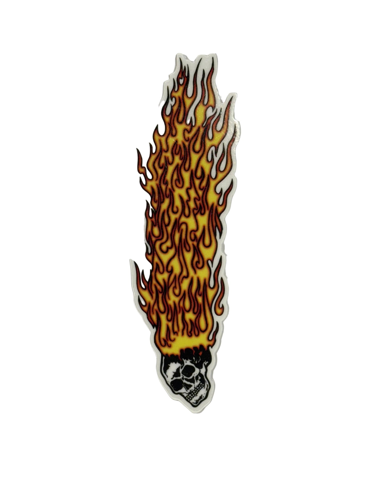 Baker 'Skull On Fire' Sticker - Orange