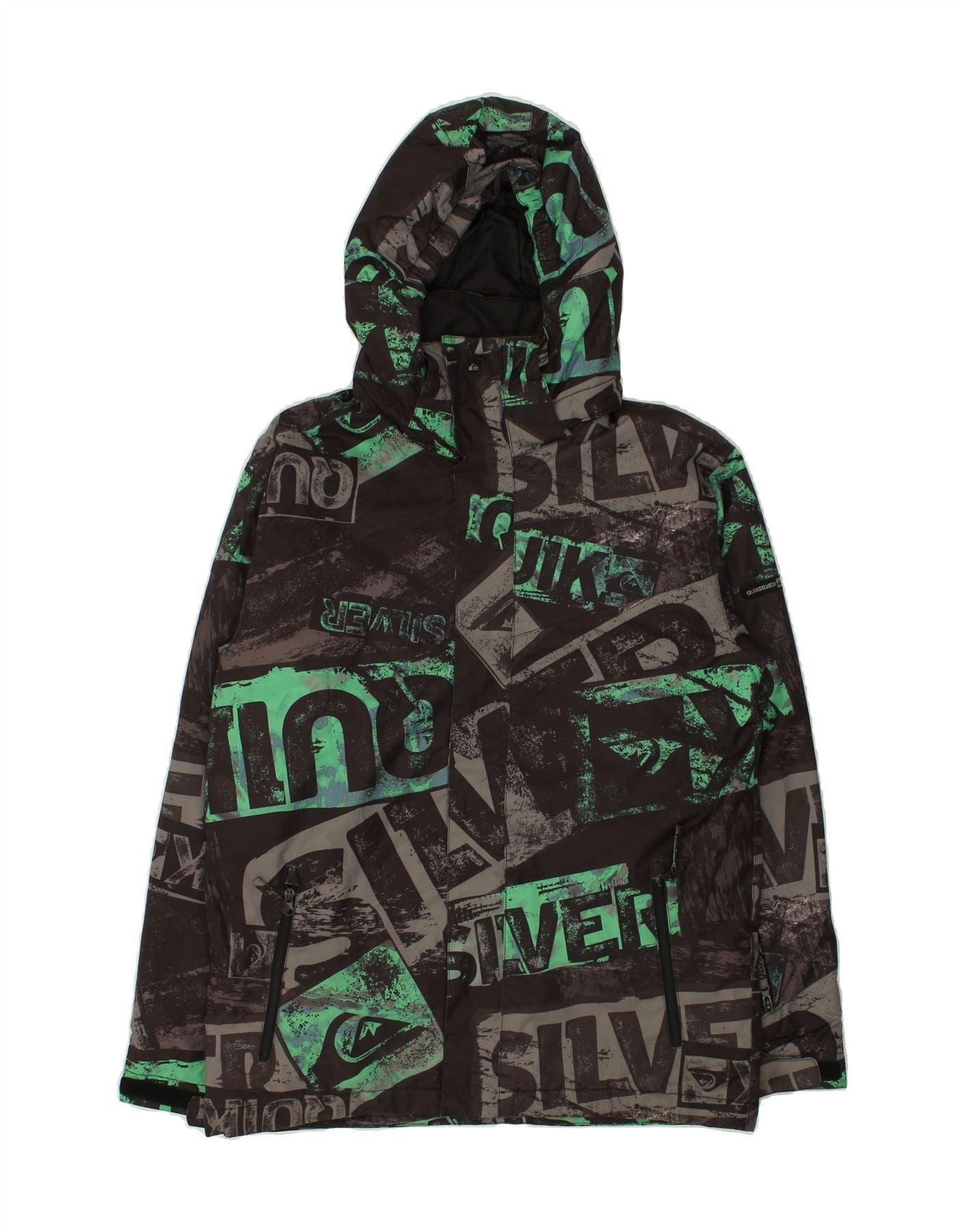 Quiksilver 'Next Mission Print Y' Winter Jacket - Green/Black (KIDS)