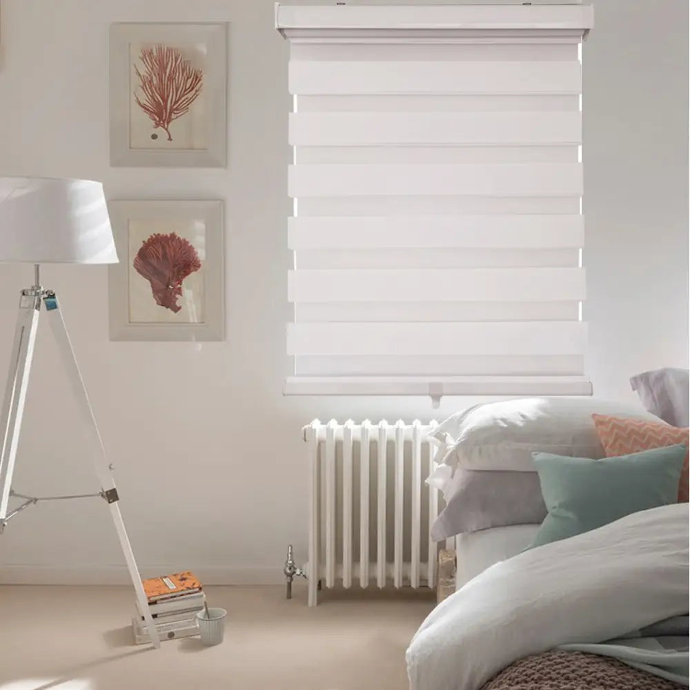 ITY CDNW-1 30 Olivia Stone Cordless Polyester Zebra Day-Night Blind 30"x84" in White