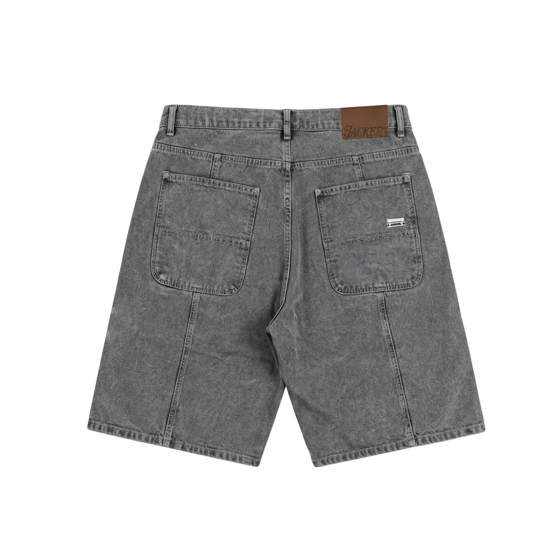 Jacker '3 Stripes' Denim Baggy Shorts - Grey