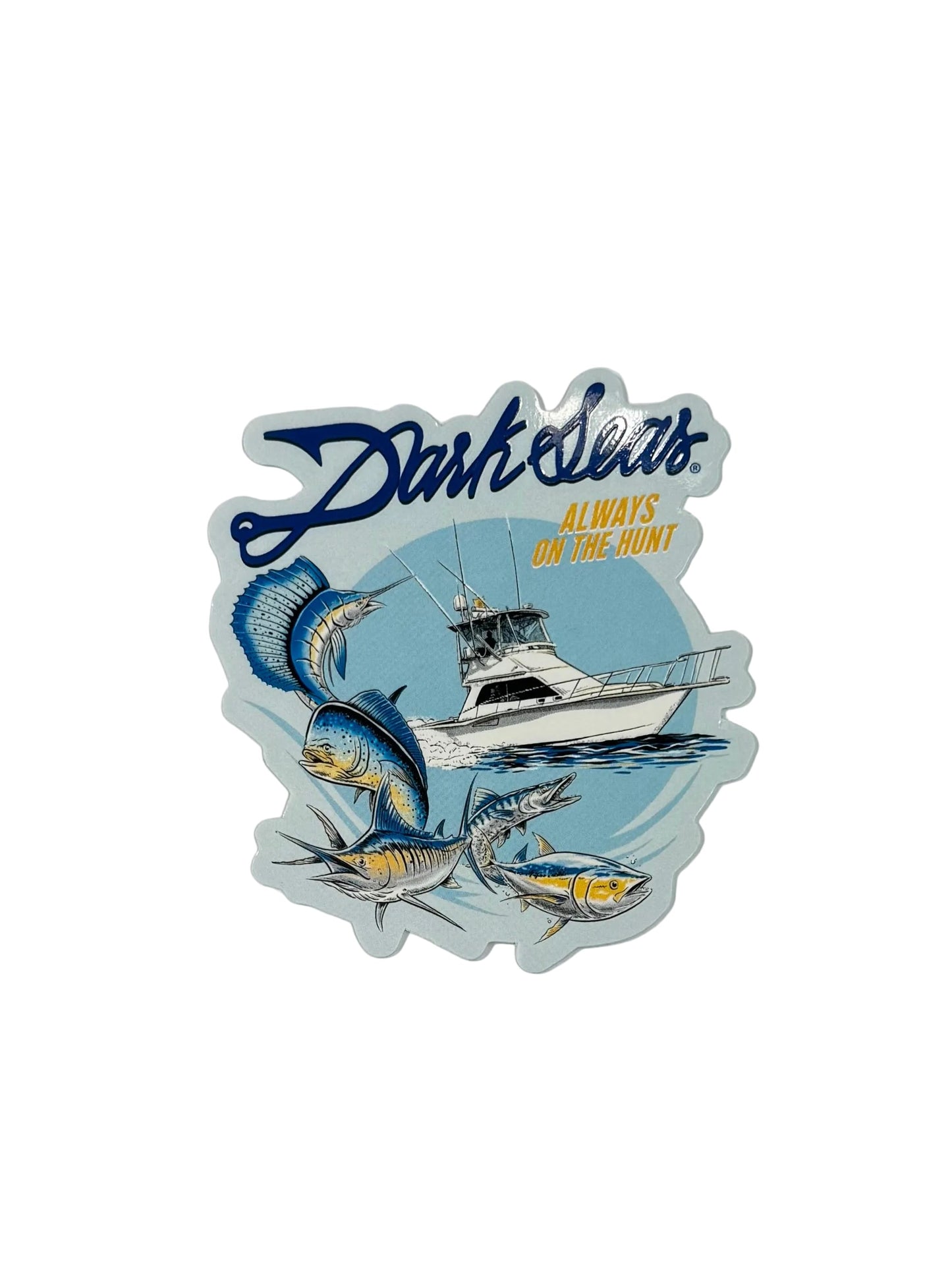 Dark Seas 'Always On The Boat' Sticker - Blue