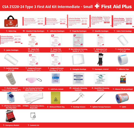 Trousse de premiers soins CSA type 3 intermédiaire - Petite (2-25 travailleurs)