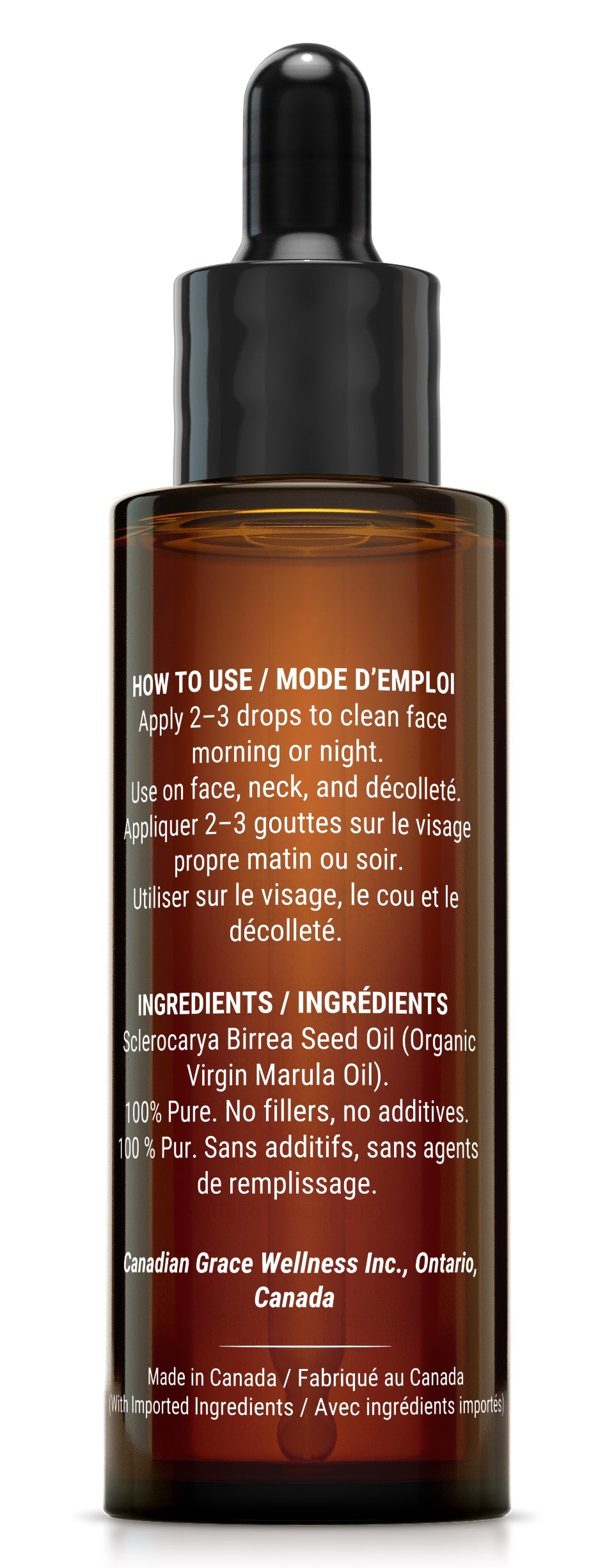 Canadian Grace Virgin Organic Marula Oil - Luxury Facial Oil For Dry, Mature & Stress-Prone Skin
