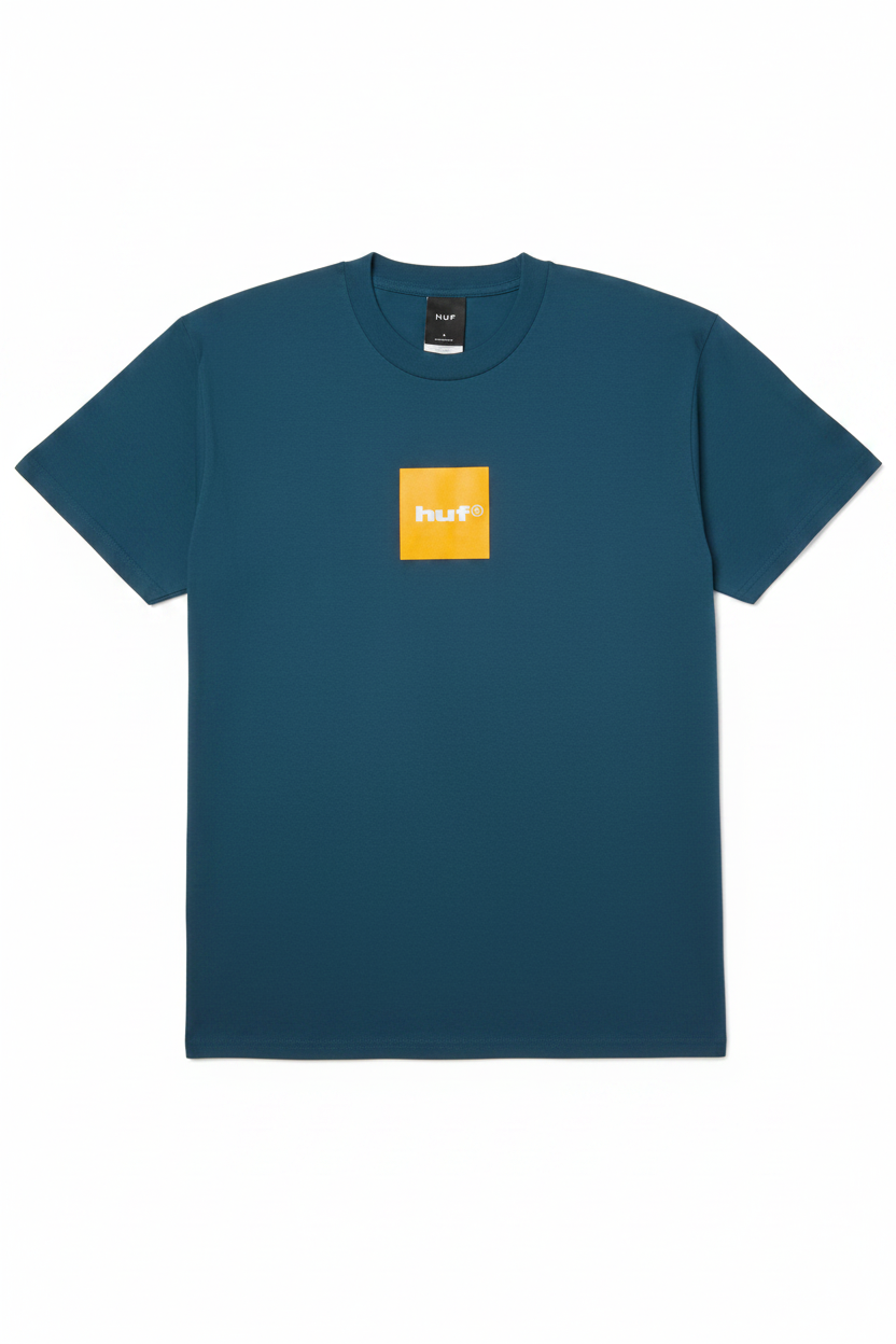 HUF 'Box Logo' Tee - Navy/Orange