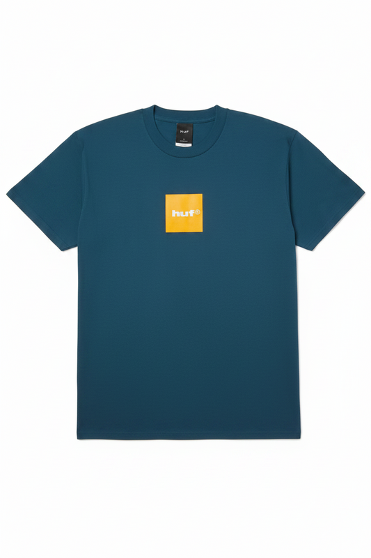 HUF 'Box Logo' Tee - Navy/Orange