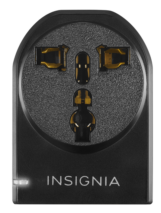 Adaptateur de voyage avec mise à la terre d'Insignia - Noir