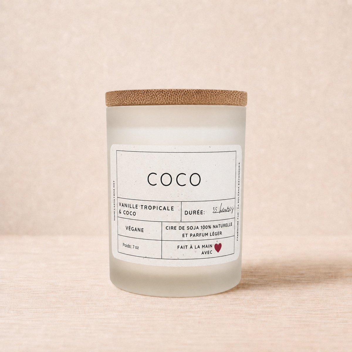 Bougie lait de coco et vanille 7oz