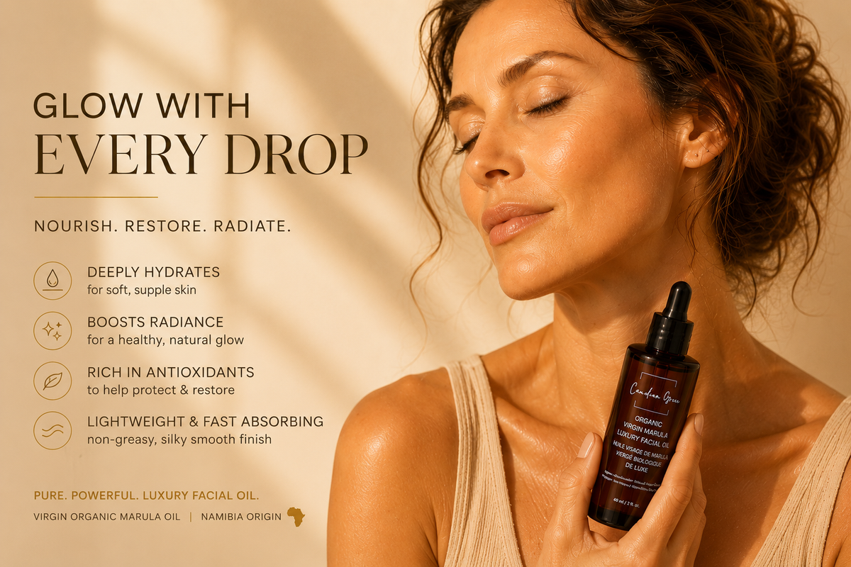 Canadian Grace Virgin Organic Marula Oil - Luxury Facial Oil For Dry, Mature & Stress-Prone Skin