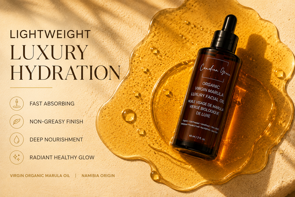 Canadian Grace Virgin Organic Marula Oil - Luxury Facial Oil For Dry, Mature & Stress-Prone Skin
