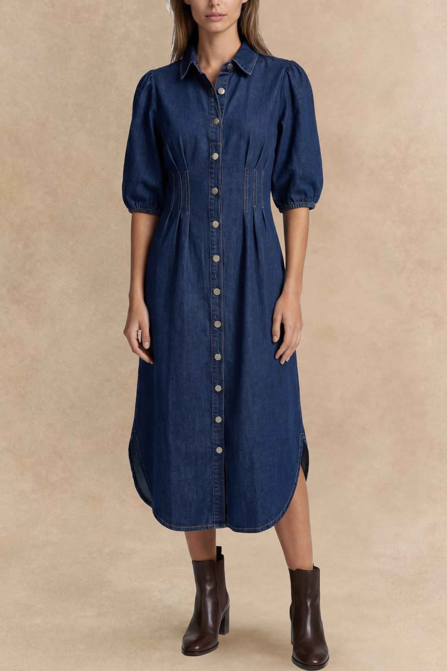Chrystele Denim Midi Shirt Dress