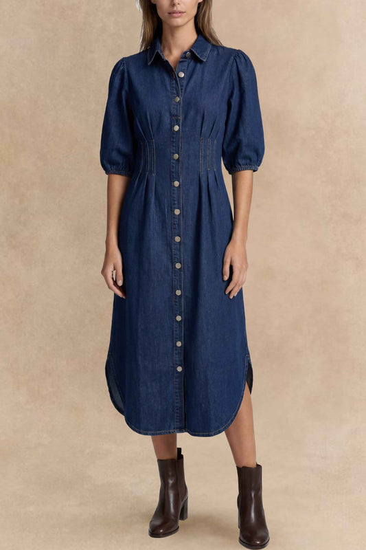 Chrystele Denim Midi Shirt Dress
