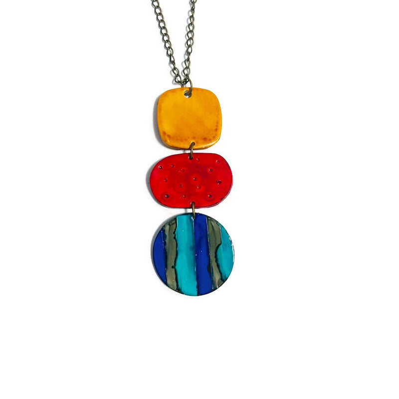 Colorful Long Pendant Necklace Handmade
