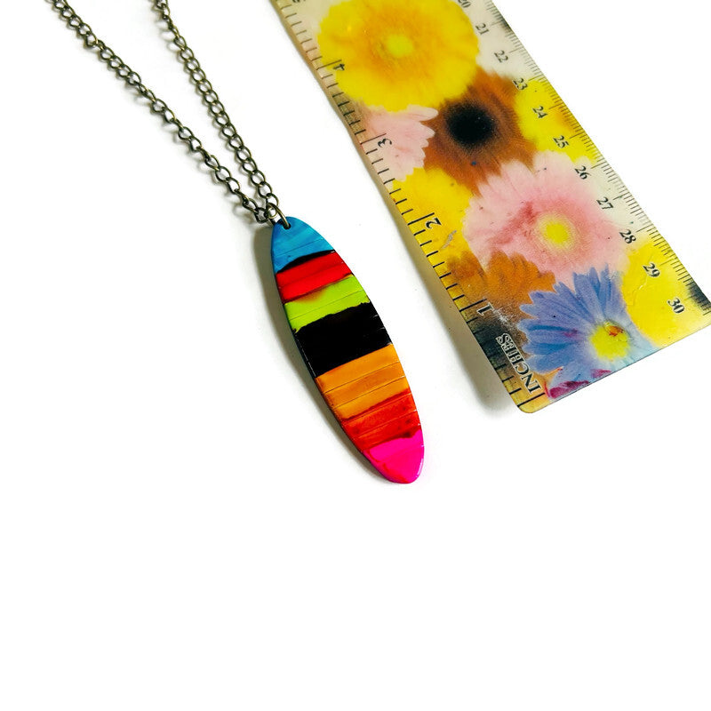 Multicolor Striped Pendant Necklace Handmade
