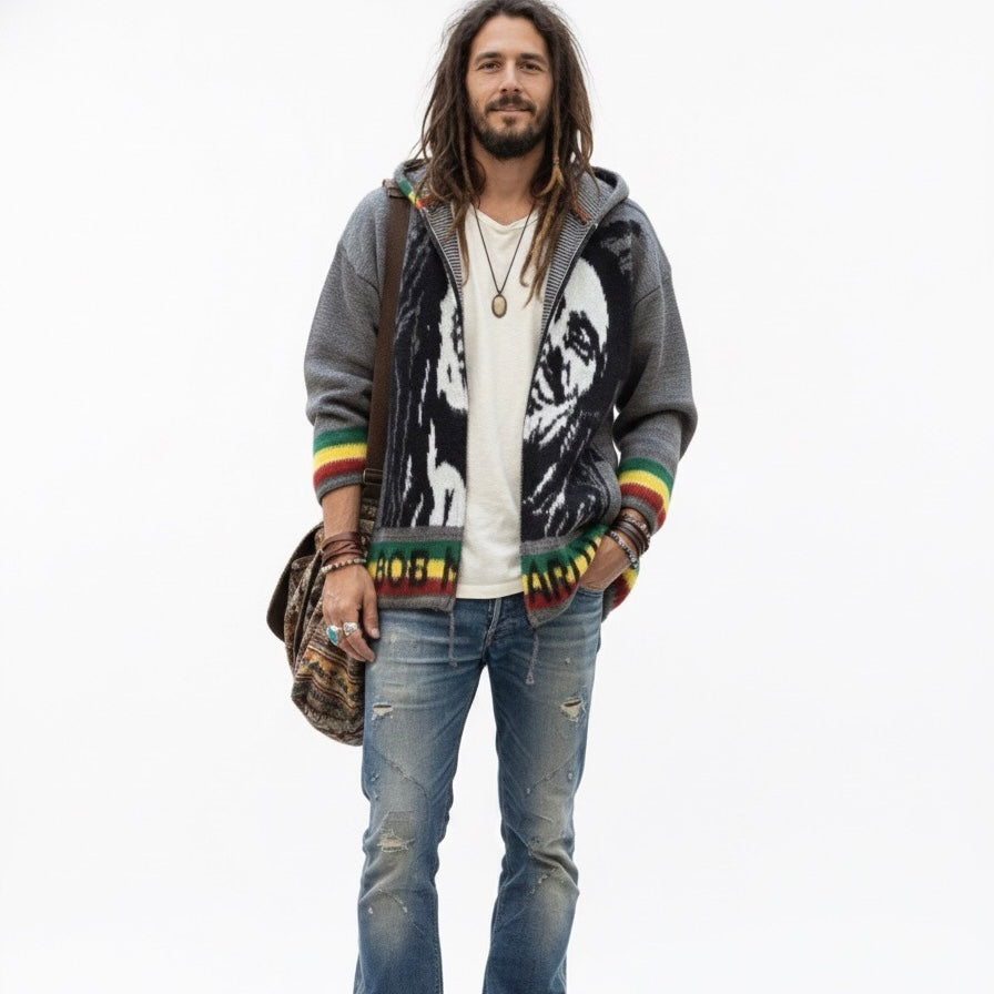 Bob Marley grey/ black Unisex Alpaca Sweater