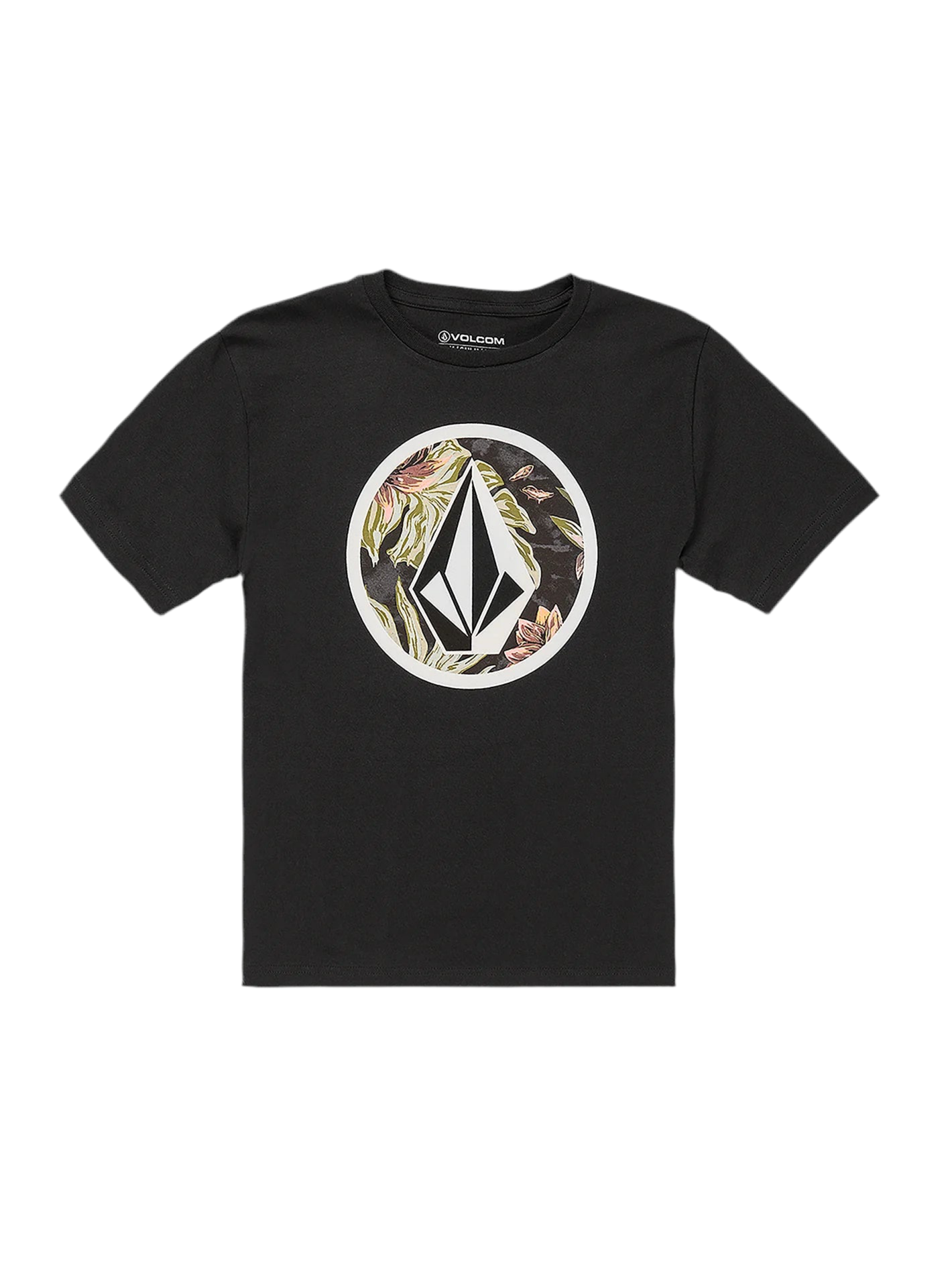 Volcom 'Circle Stone Floral' Tee - Black (KIDS)