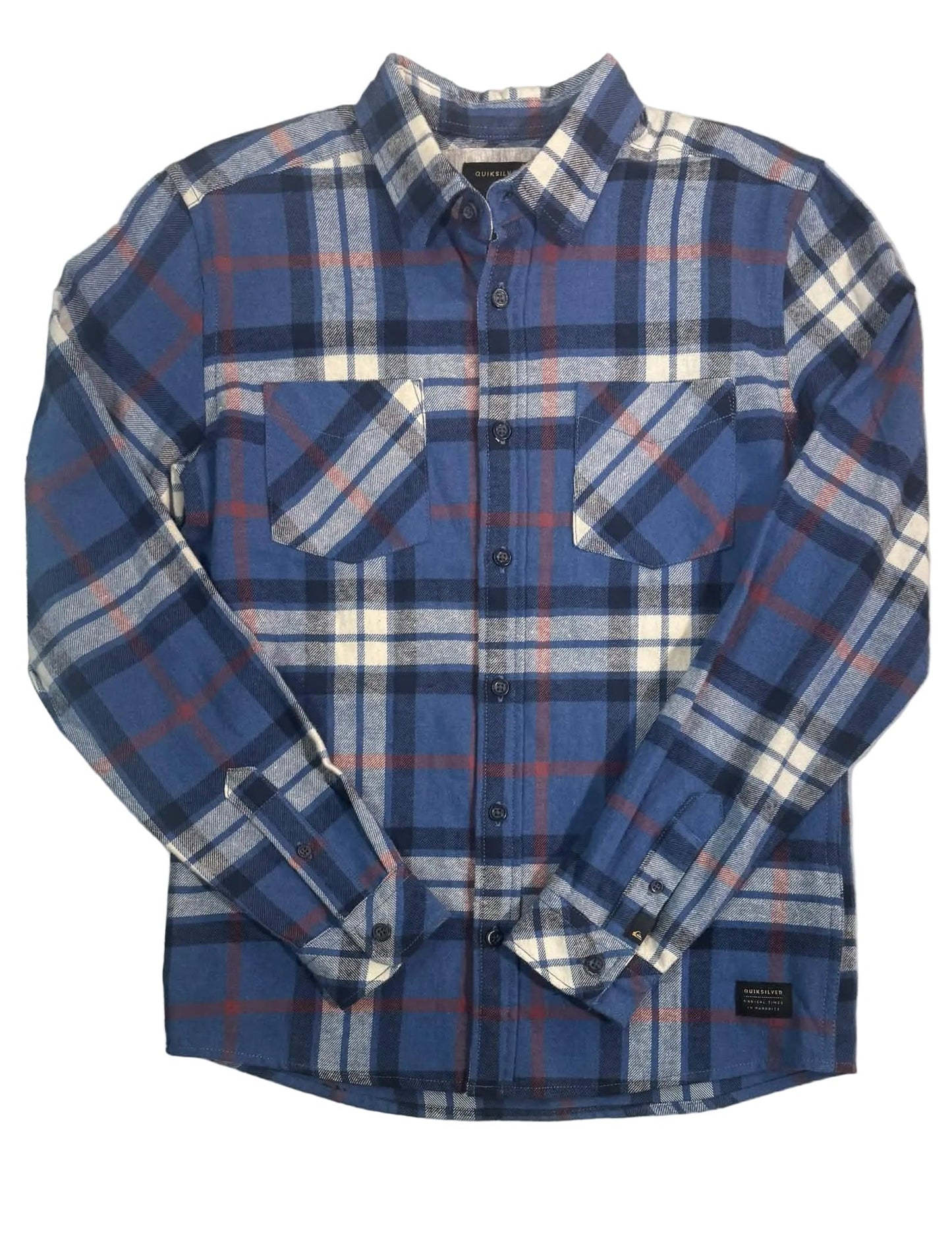 Quiksilver 'Fitzthrower' Flannel Shirt - Blue/Orange (KIDS)
